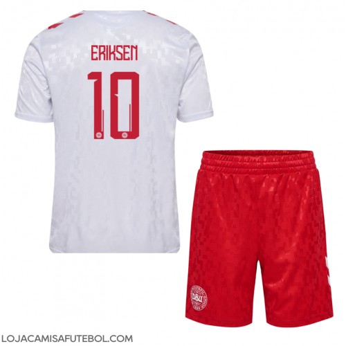 Camisa de Futebol Dinamarca Christian Eriksen #10 Equipamento Secundário Infantil Europeu 2024 Manga Curta (+ Calças curtas)